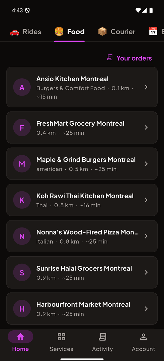 The Ansio app — food delivery from restaurants near you