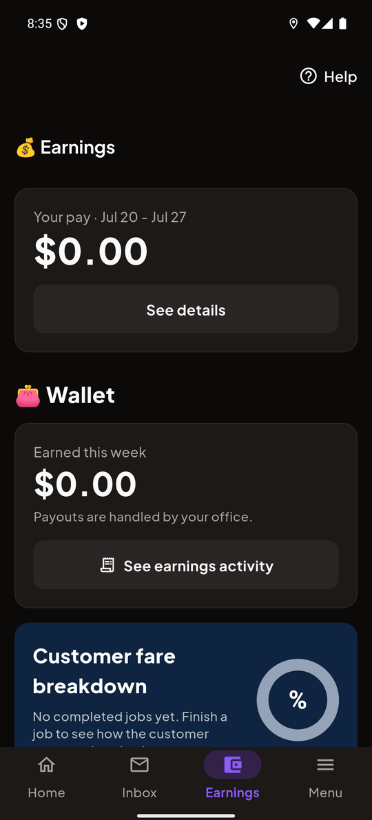 Ansio Jobs — earnings and wallet