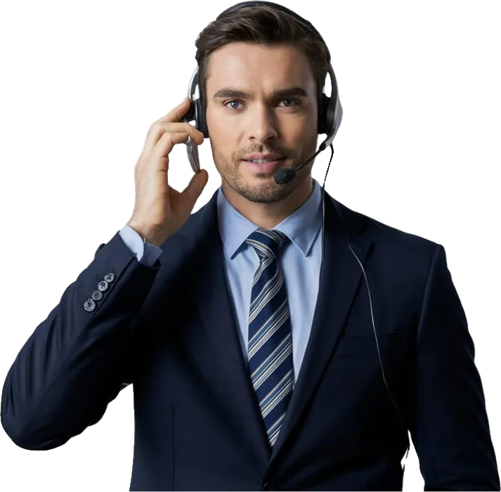 Receptionist wearing a headset